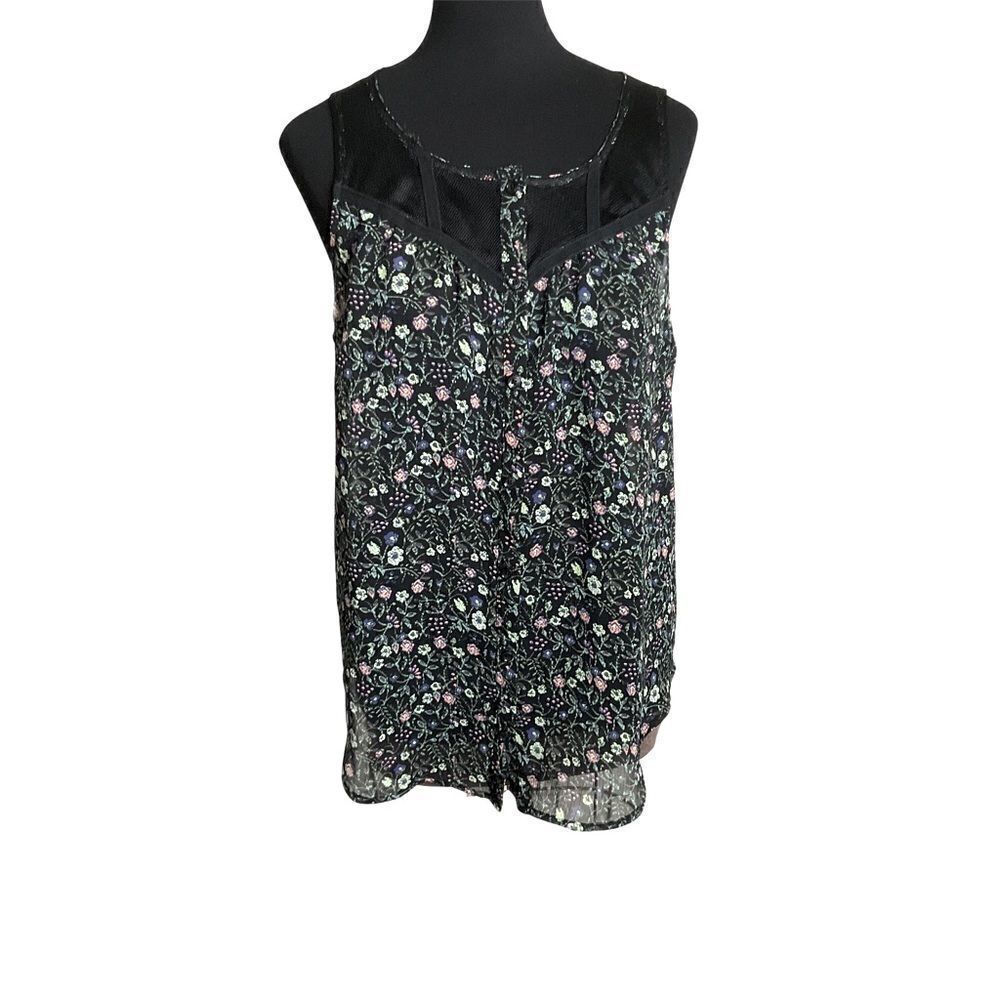 Princess Vera Wang Sleeveless Blouse Mesh Yoke, Floral.  Size L